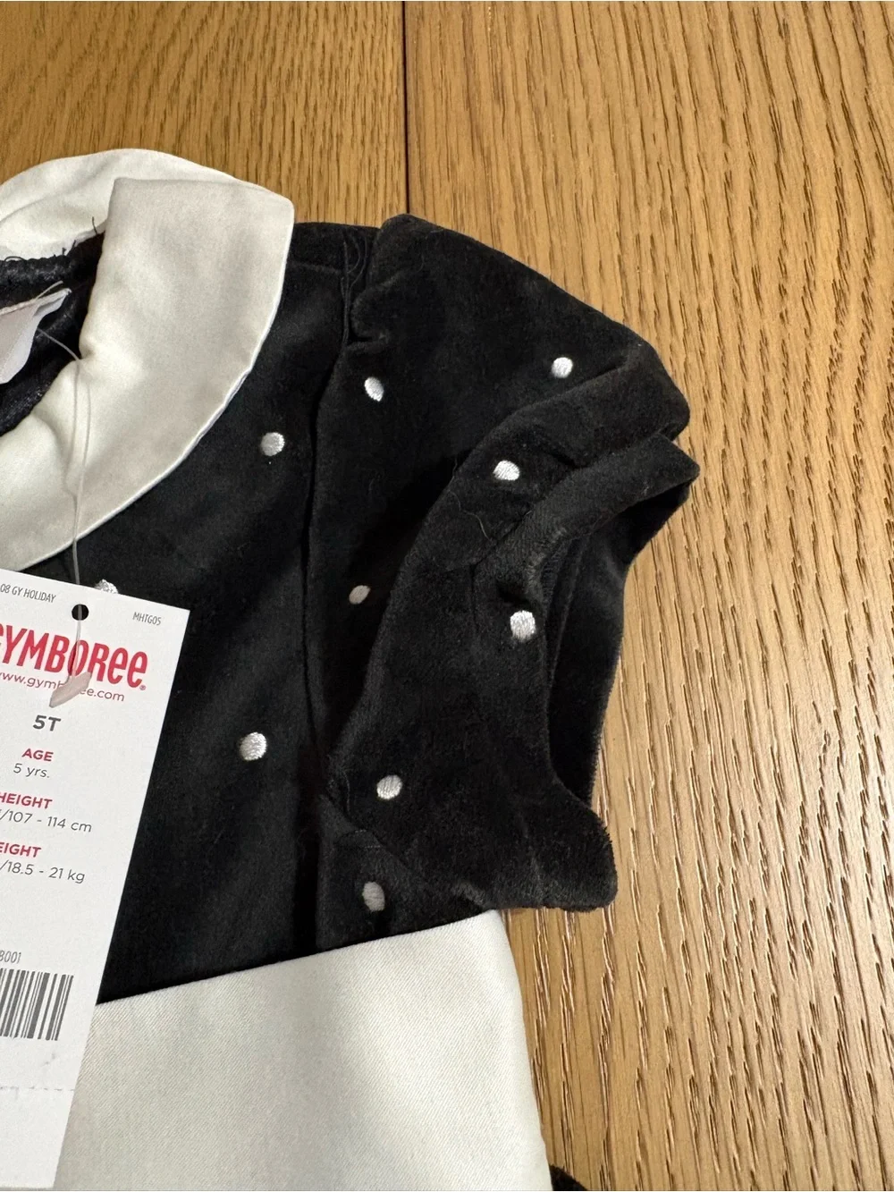 Gymboree Black Velvet Polka Dot Dress with White Collar and Waistband